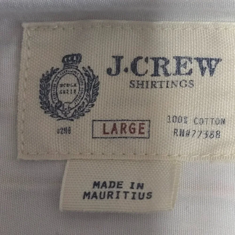 J. CREW MENS BUTTON DOWN LONG SLEEVE SHIRT BLUE STRIPED WHITE CUFF SIZE LARGE